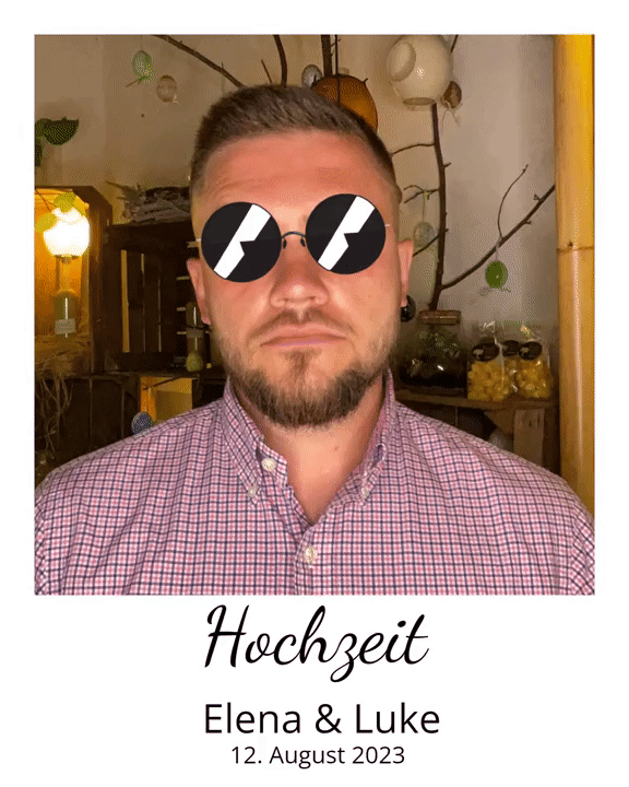 Hochzeit Heiraten Hochzeitsfotograf Dominik Neugebauer - GIF-Box Woody Mann mit virtueller Sonnenbrille