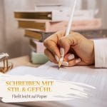 Weiße Bleistifte Set Hochzeit Hochzeitsplanung Gold Gravur Radiergummi - Schreiben mit Stil und Gefühl - Fließt leicht auf Papier - Zukünftige Braut hält Bleistift in der Hand und schreibt in Wedding Planner Notizen